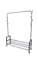 Stalak za odeću sa dve police za obuću i točkićima - Слика 3