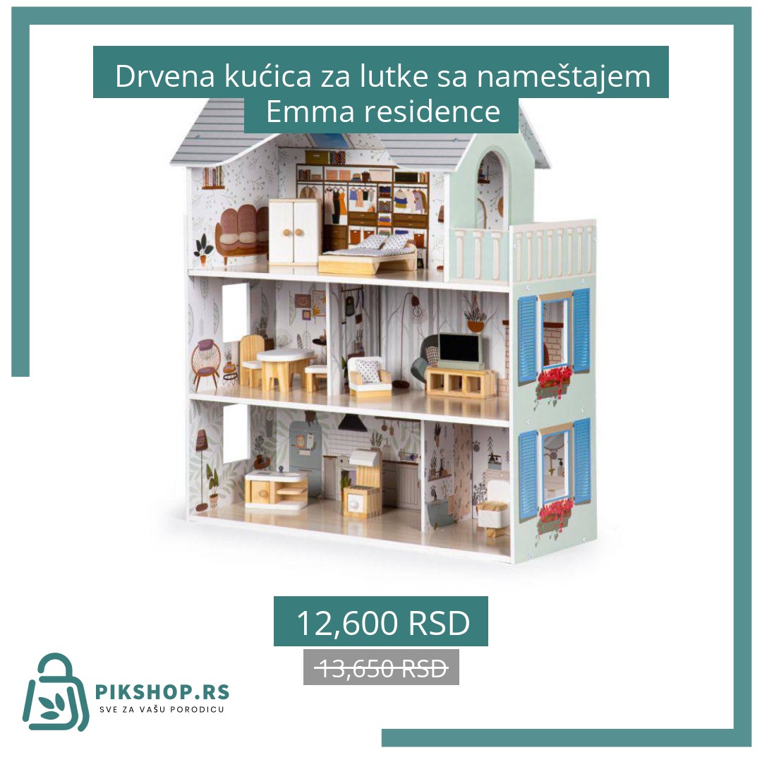 Social Image - Product #13142 Drvena kućica za lutke sa nameštajem Emma residence - Слика 1