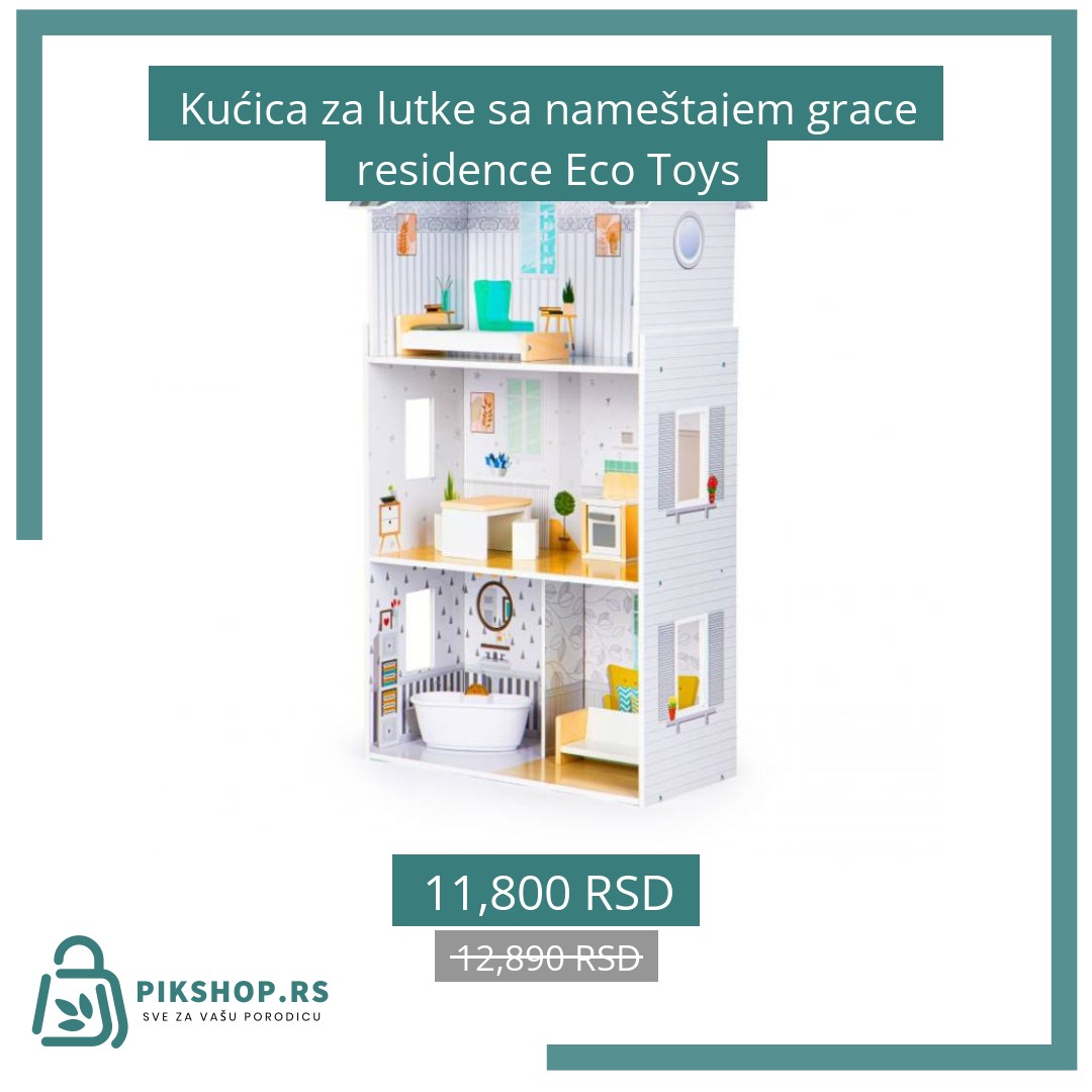 Social Image - Product #13159 Kućica za lutke sa nameštajem grace residence Eco Toys - Слика 1