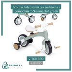 Ecotoys balans bicikl sa pedalama i pomoćnim točkovima 3u1 green