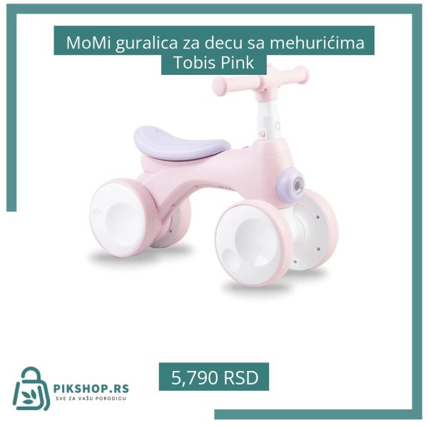 MoMi guralica za decu sa mehurićima Tobis Pink