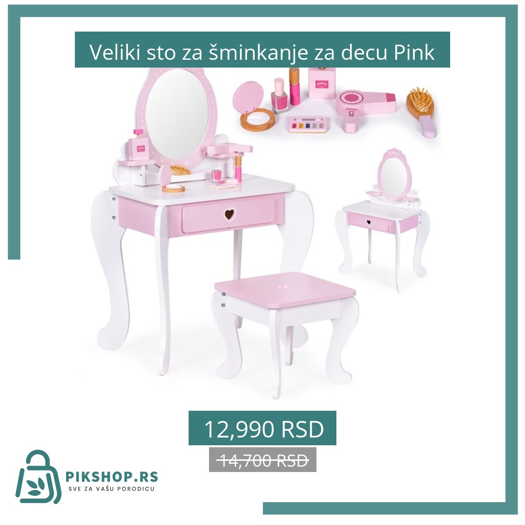 Social Image - Product #37163 Veliki sto za šminkanje za decu Pink - Слика 1