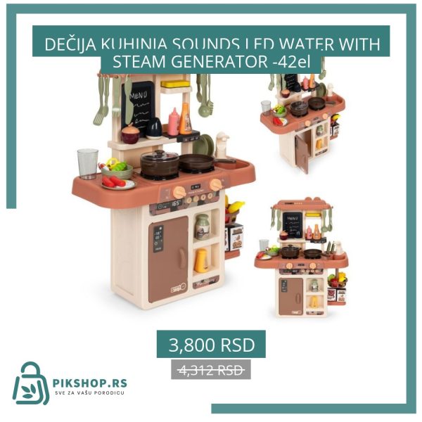 DEČIJA KUHINJA SOUNDS LED WATER WITH STEAM GENERATOR -42el