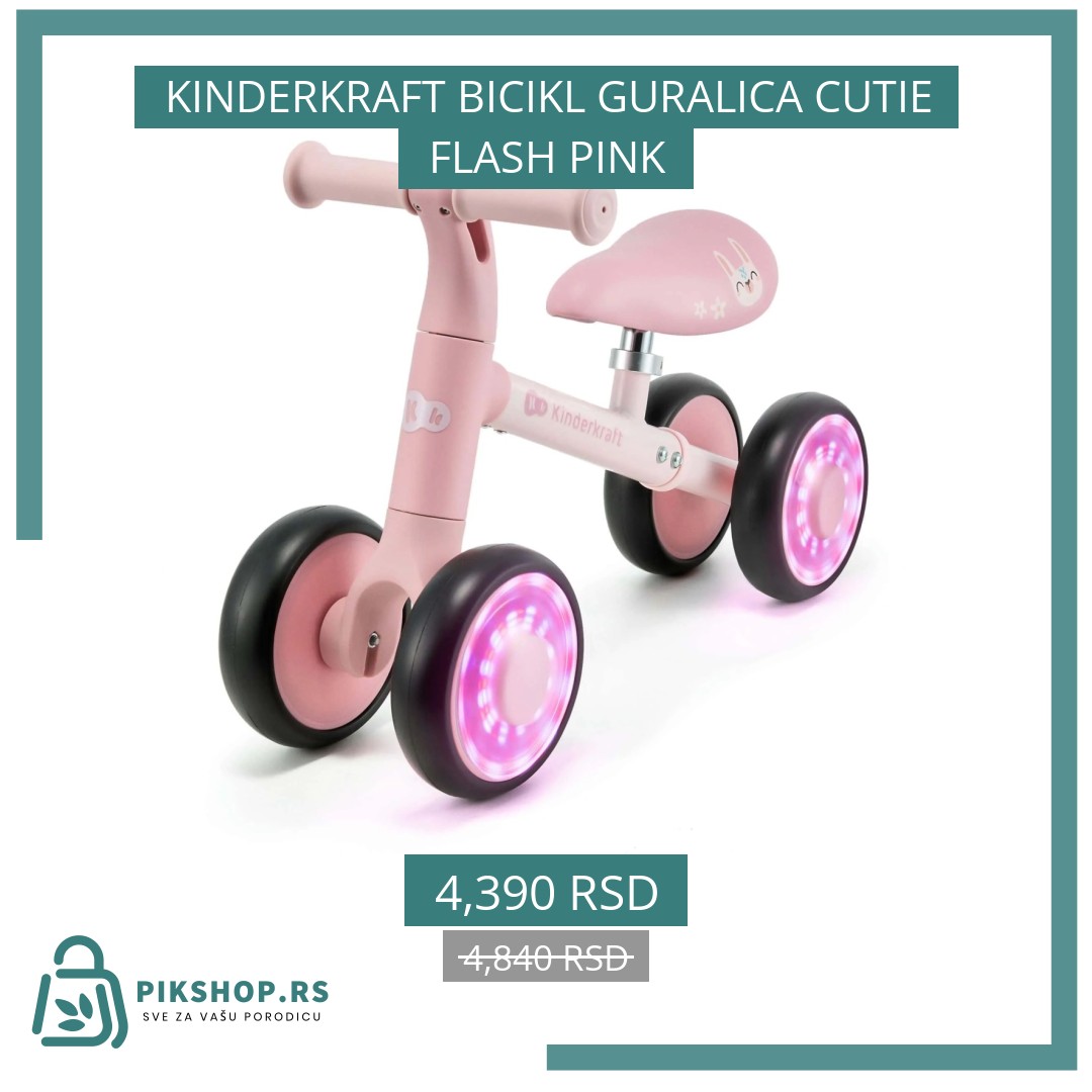 Social Image - Product #37639 KINDERKRAFT BICIKL GURALICA CUTIE FLASH PINK - Слика 1
