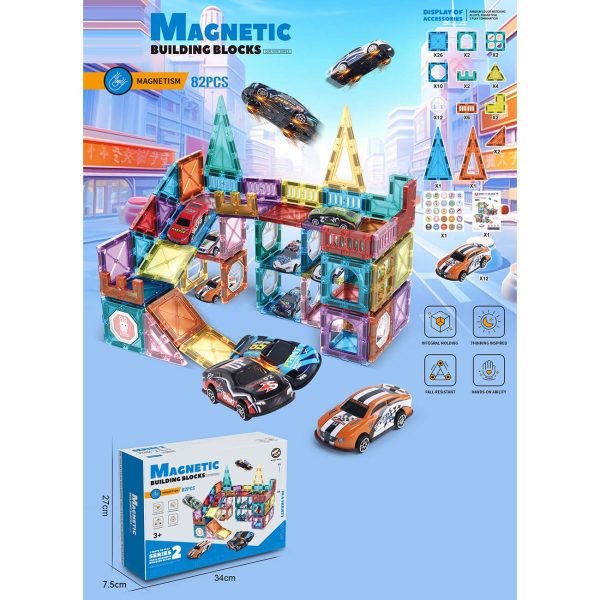 Magnetni blokovi set za građenje, garaža, 82 dela