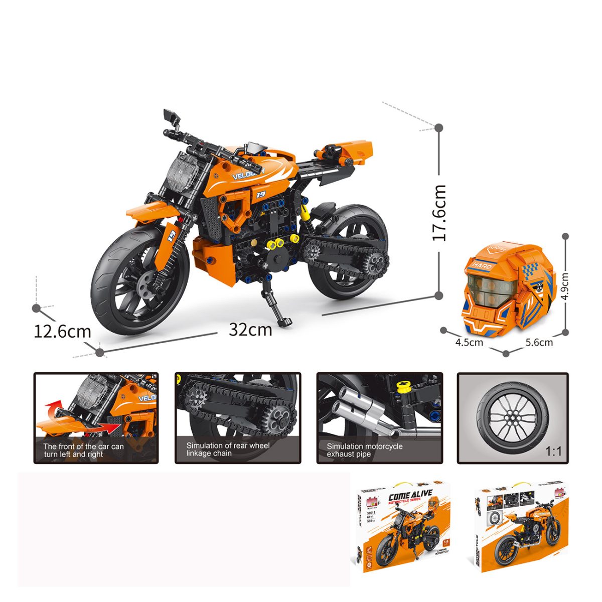 31-121000-1 Komplet za gradnju „Narandžasti motor“, 578 delova - Слика 1