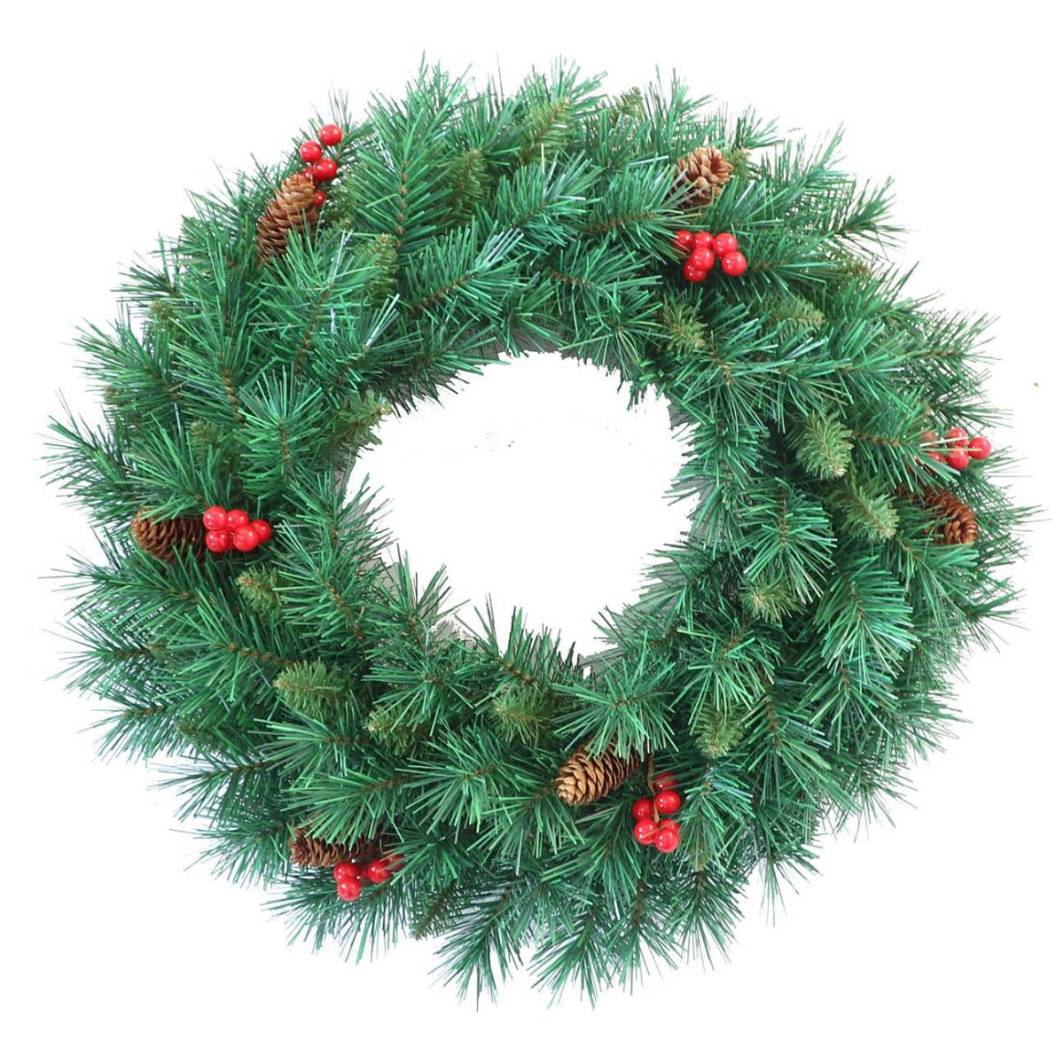 41-116000-1 +++Božićni vijenac za vrata, zeleni, češeri, bobice, 30 cm - Слика 1