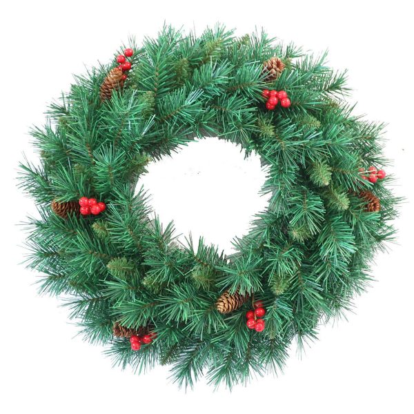 +++Božićni vijenac za vrata, zeleni, češeri, bobice, 30 cm
