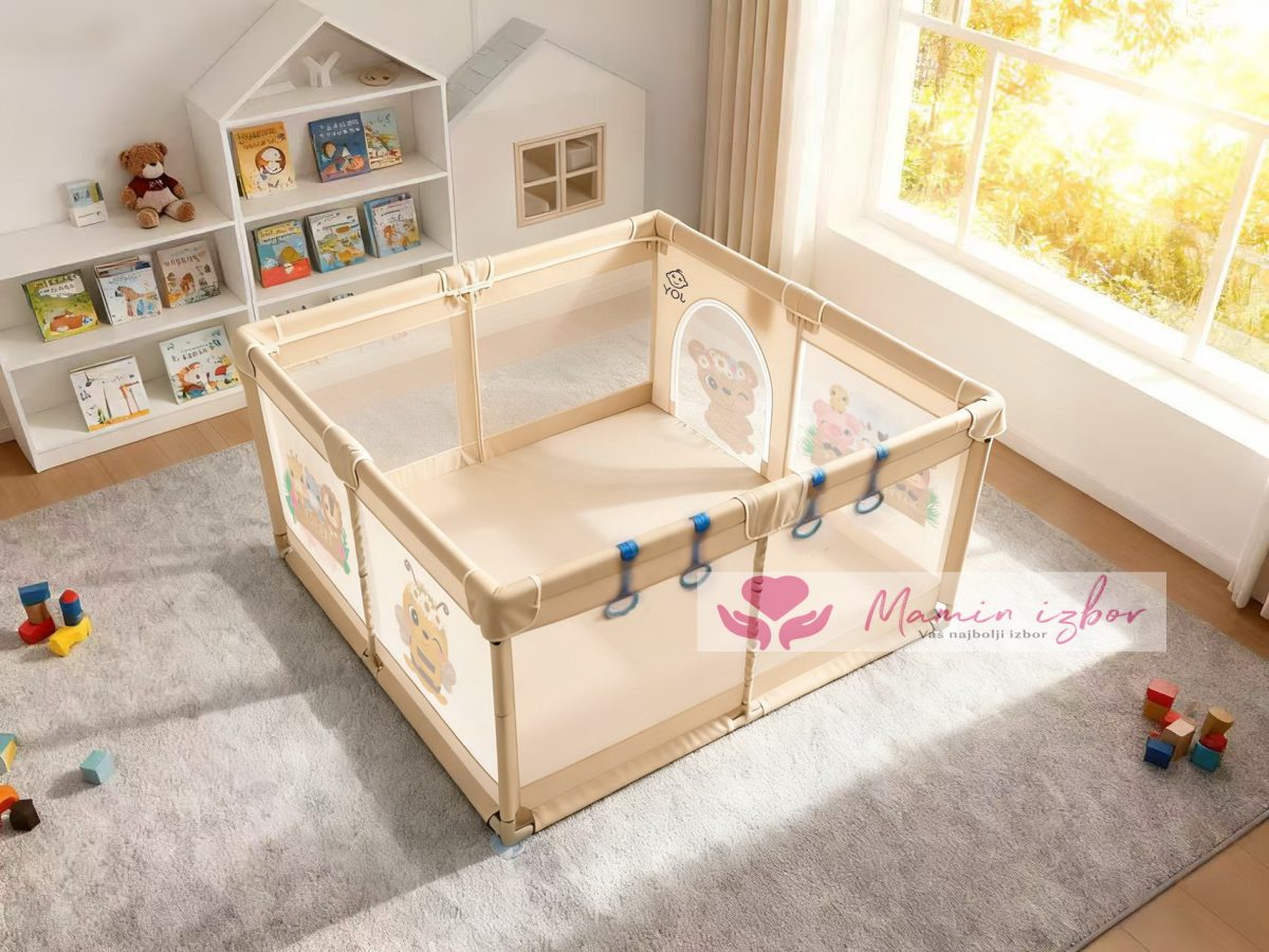 42e45e57bef84633e9a90da27781fbea_logo Bež+print ogradica za bebe JOY 150*180 cm - Слика 1