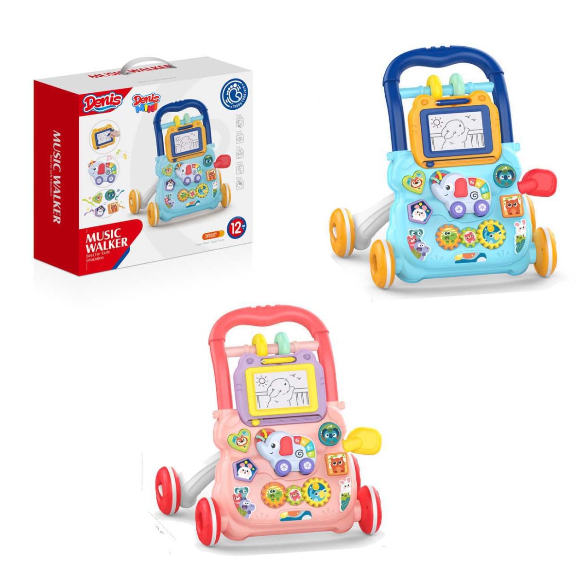 Didaktička muzička guralica SLONIĆ, 2boje plava/roza - Слика 1