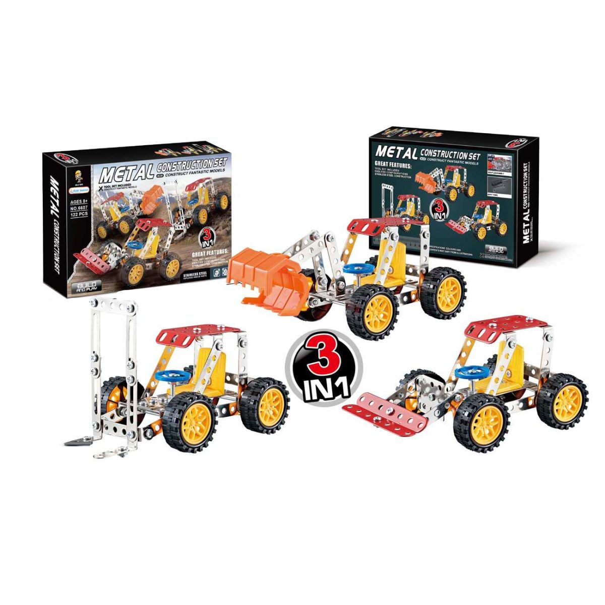 6607三合一工程效果图 DIY, Set za gradnju, gradjevinska vozila, 122-dela - Слика 1