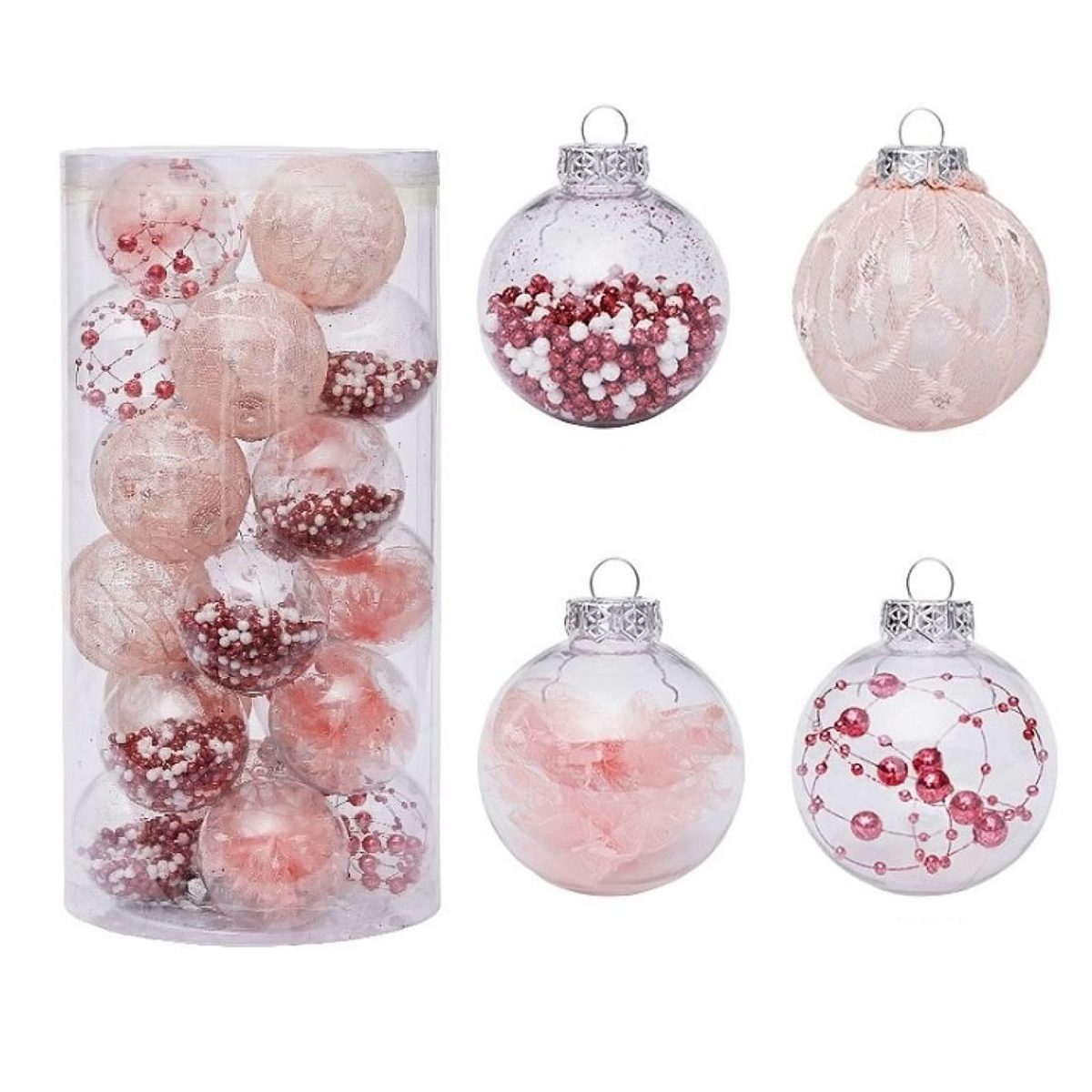 51-571000-1 Božićne roze kuglice punjene 6 cm 24/1 pakovanje - Слика 1