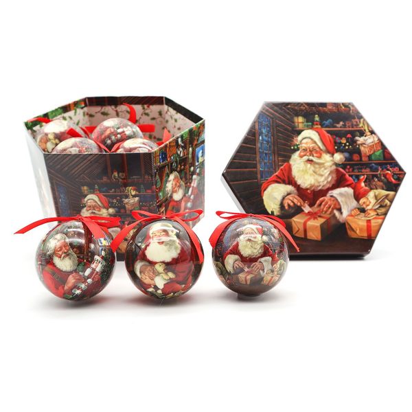 Božićne kuglice 7,5 cm  Deda Mraz, 14 komada u paketu