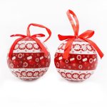 Božićne kuglice 7,5 cm crvene-bele 14/1 pakovanje - Слика 2