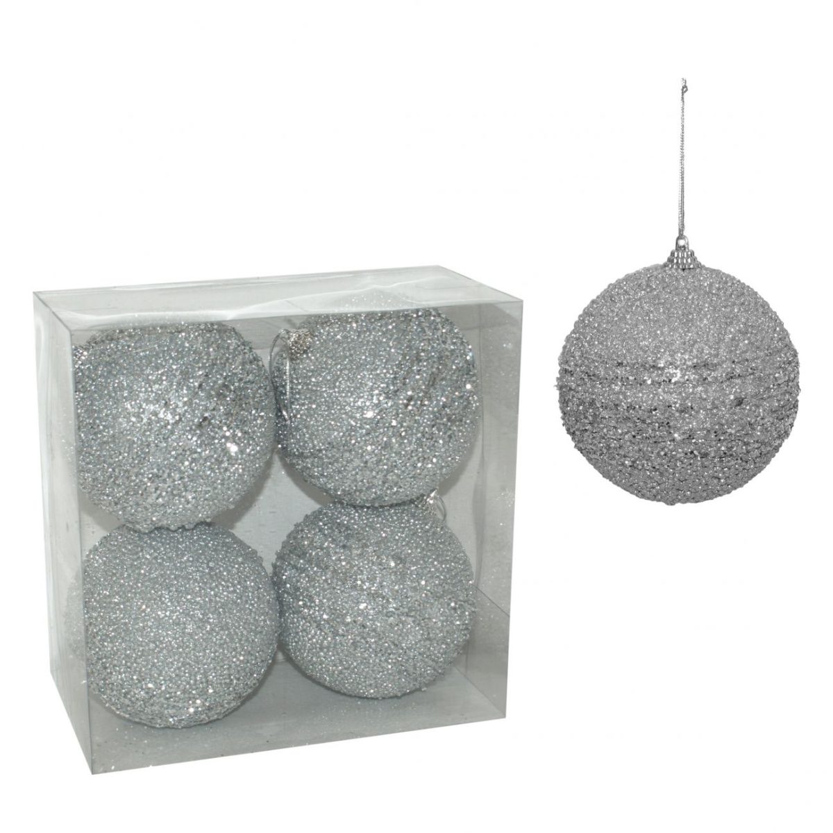 51-831000-1 Srebrne kuglice 10 cm pakovanje 4/1 - Слика 1