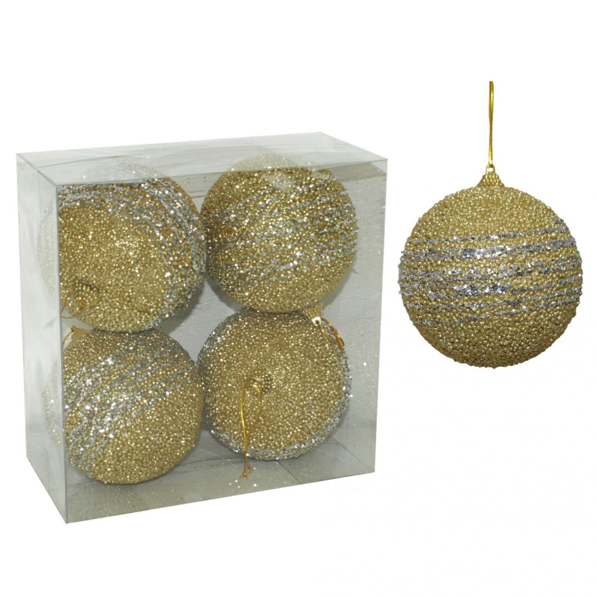 51-832000-1 Zlatne kuglice 10 cm stiropol, pakovanje 4/1 - Слика 1