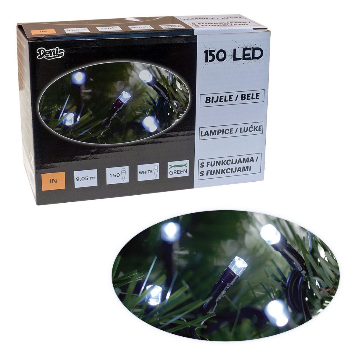 52-118000-1 150 LED lampica, belo, 8 funkcija - Слика 1