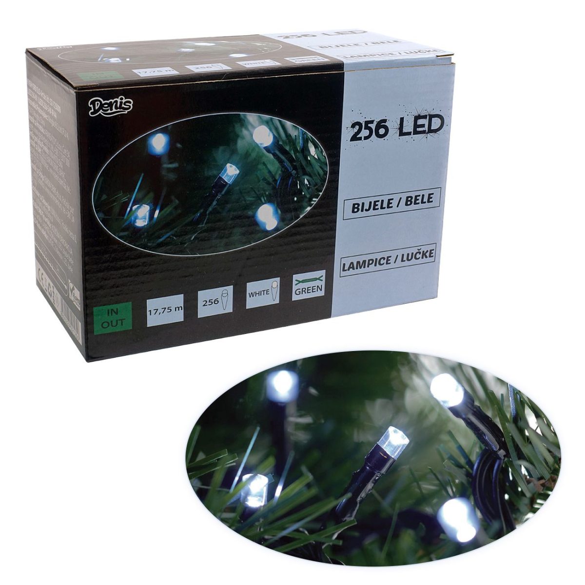 256 LED lanac, belo, 8 funkcija - Слика 1