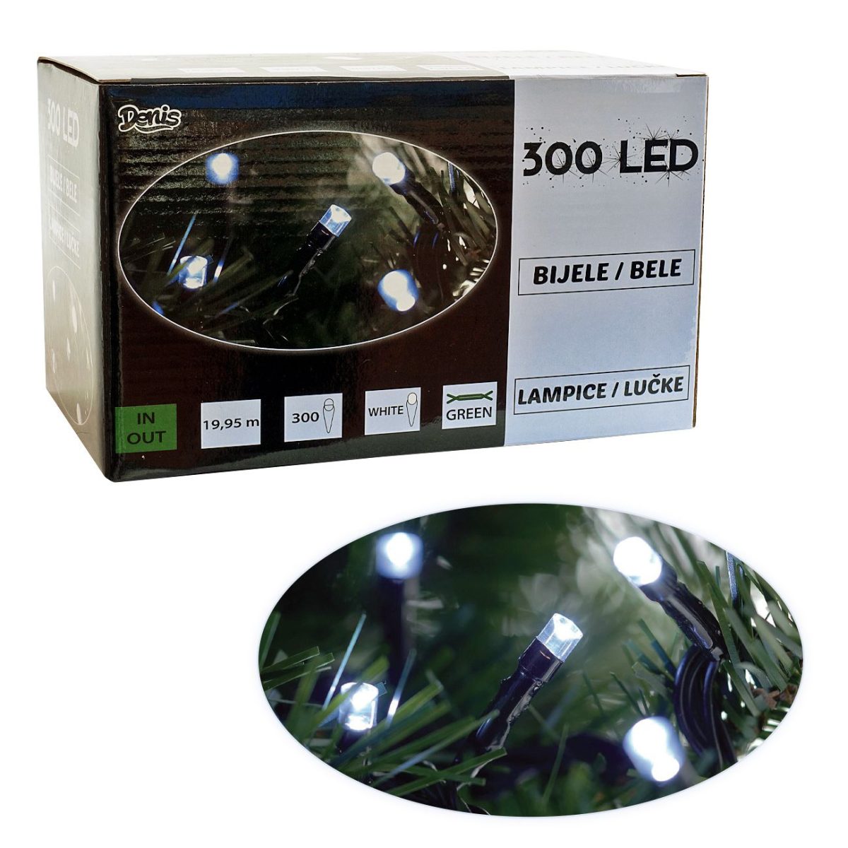 300 LED lanac, belo, 8 funkcija - Слика 1