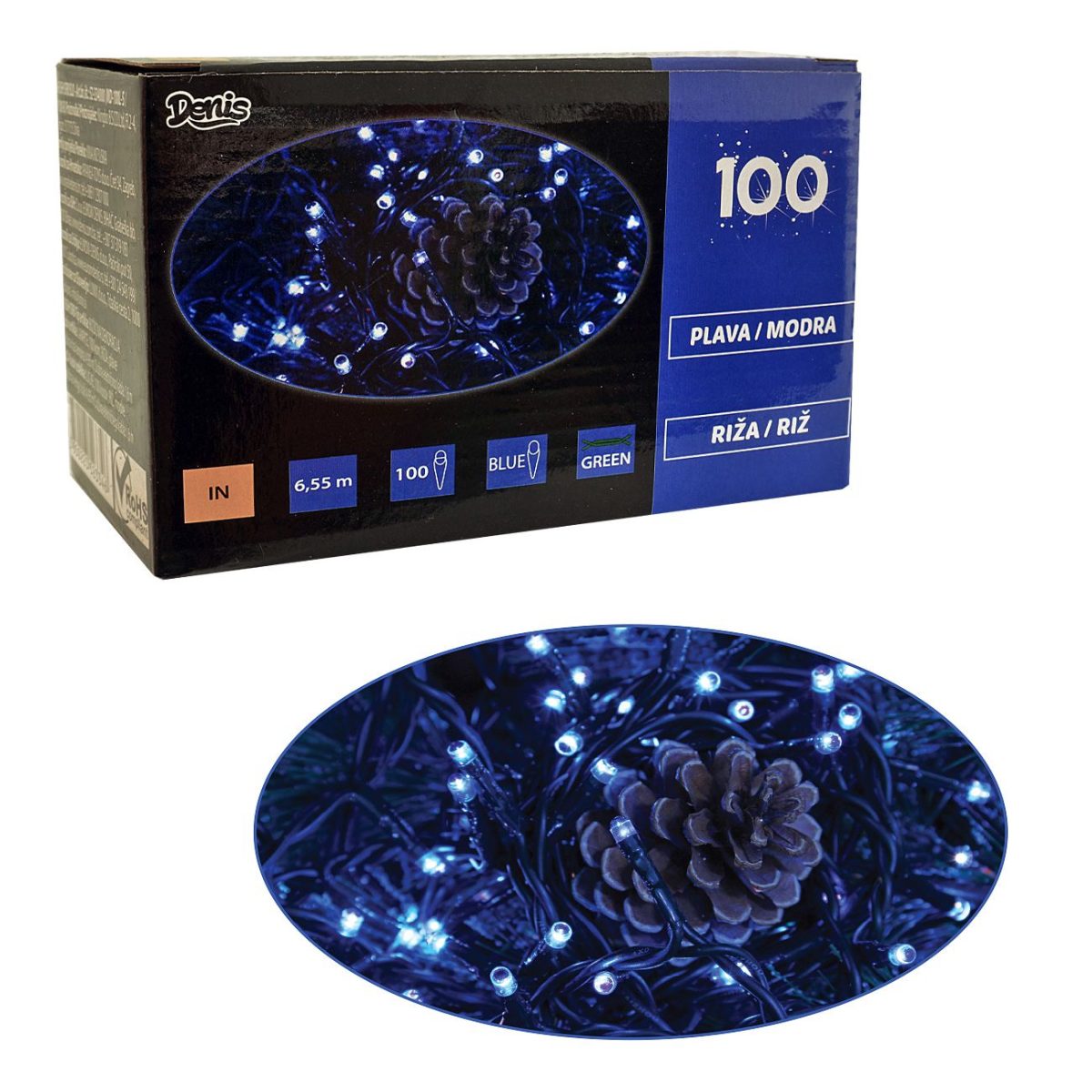 100 Lampica RIŽA, plava - Слика 1