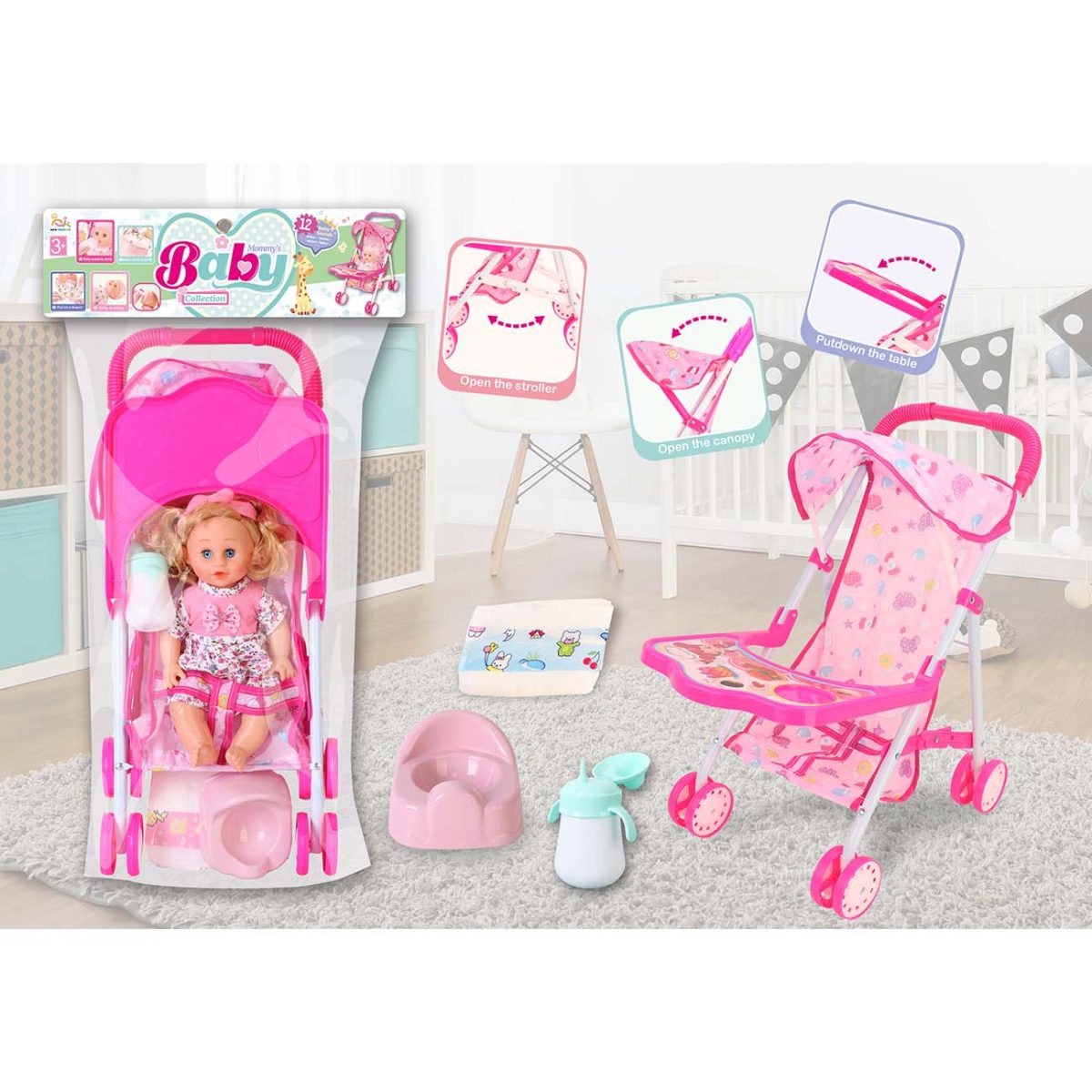 Set lutka i kolica, 5-delni set - Слика 1