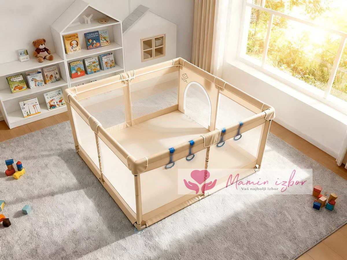 651703cb9b7b3f794f502fdd54f5b419_logo Bež ogradica za bebe JOY 120*180 cm - Слика 1