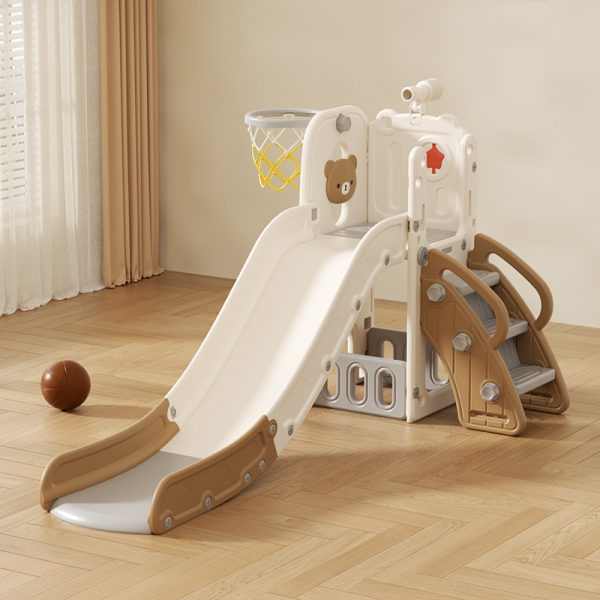 Dečji tobogan sa košem “Meda” (braon beli)