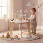 Drveni 5u1 edukativni interaktivni sto za decu – lavirint, perlice na žici (rolerkoster), vozić, ogledalo, ECOTOYS - Слика 3