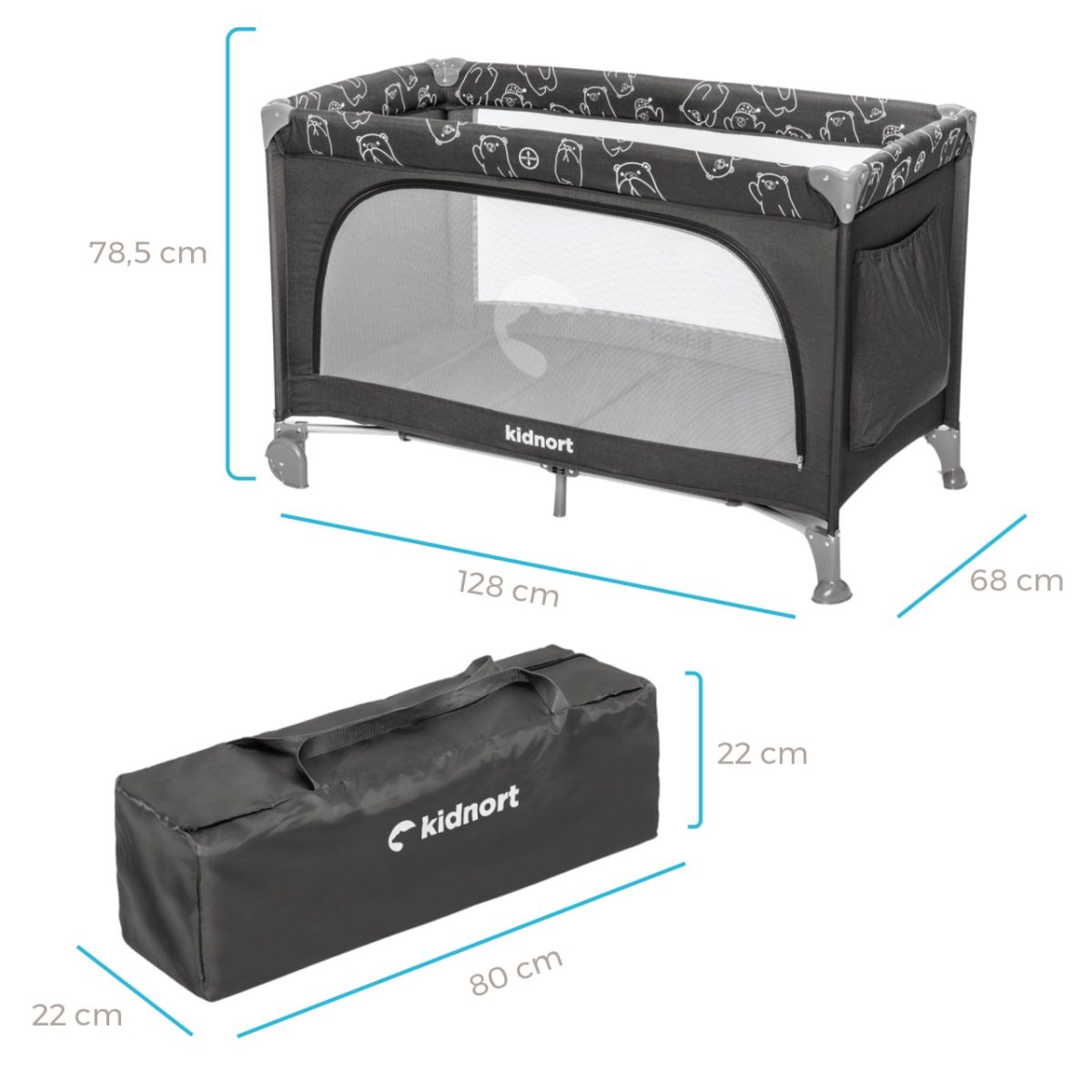 Kidnort Grotta prenosivi krevetac dark grey mélange - Слика 11