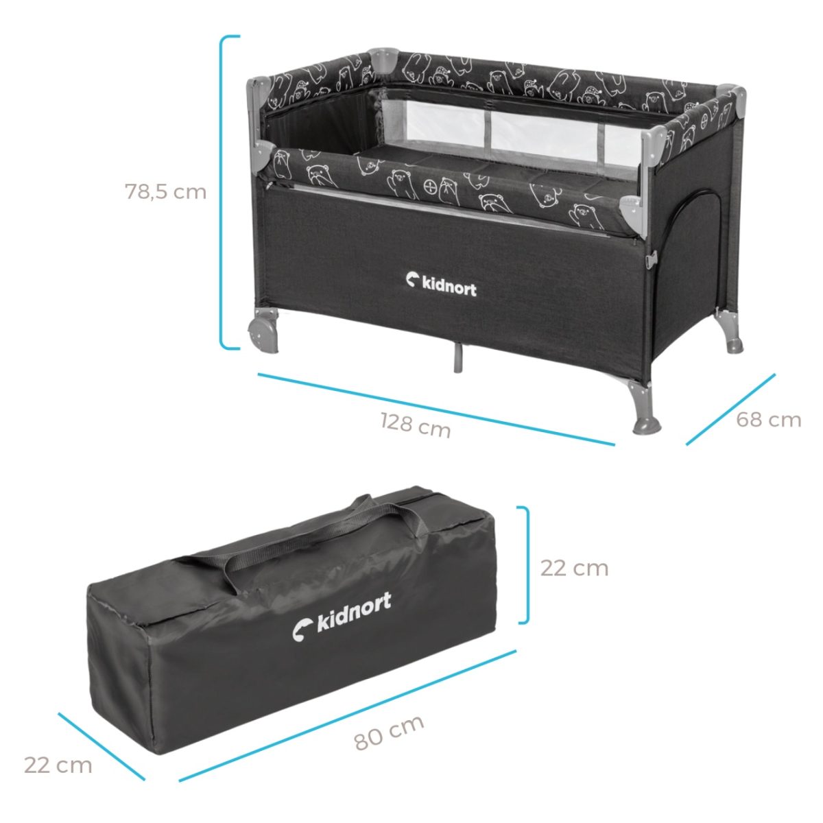 Kidnort Naste prenosivi krevetac light grey mélange - Слика 10