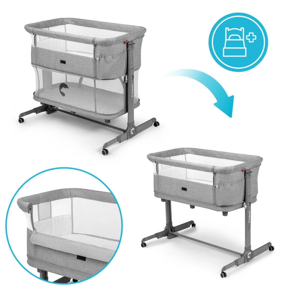 Kidnort Snackskal II kolevka/ prenosivi krevatac grey - Слика 2