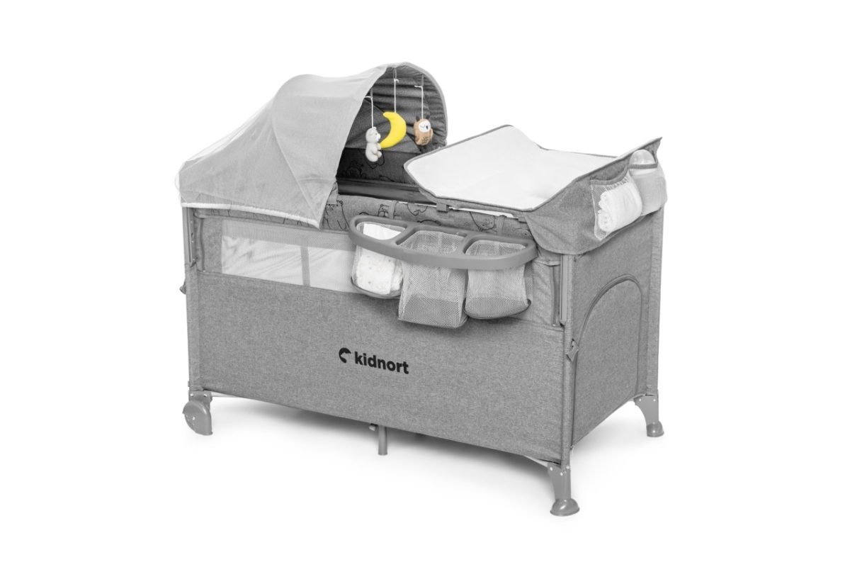 Kidnort Stugan prenosivi krevetac light grey mélange - Слика 1