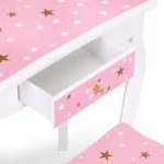 Veliki dečiji toaletni sto za devojčice sa trostrukim ogledalom, stolicom i fiokom, ECOTOYS - Слика 8