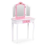 Veliki dečiji toaletni sto za devojčice sa trostrukim ogledalom, stolicom i fiokom, ECOTOYS - Слика 9