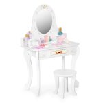 Veliki drveni toaletni sto za decu sa ogledalom i roze dodacima, ECOTOYS - Слика 3