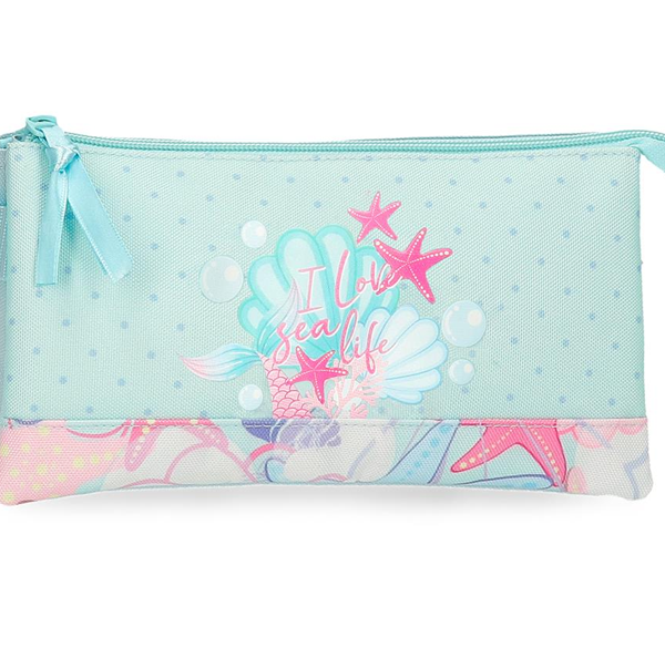 MOVOM I LOVE SEA LIFE prazna pernica sa 3 pregrade - tirkizna