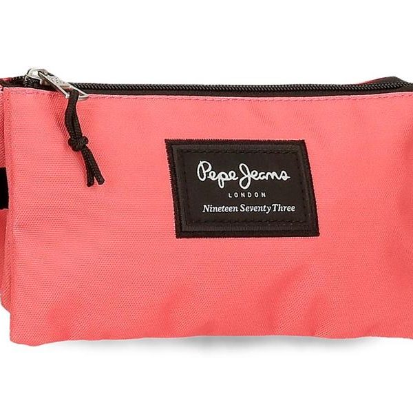 PEPE JEANS ARIS prazna pernica sa 3 pregrade - koralna