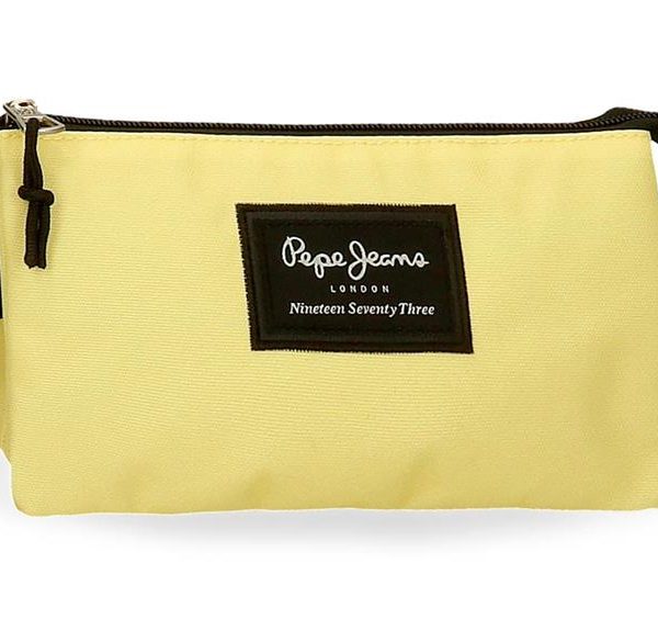 PEPE JEANS ARIS prazna pernica sa 3 pregrade - limun žuta