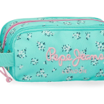 PEPE JEANS NORA prazna pernica sa 3 pregrade - tirkizna