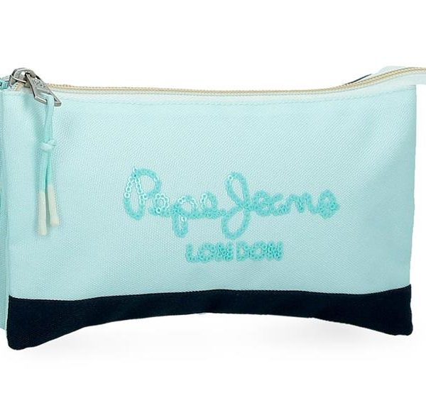 PEPE JEANS DALMA prazna pernica sa 3 pregrade - tirkizna