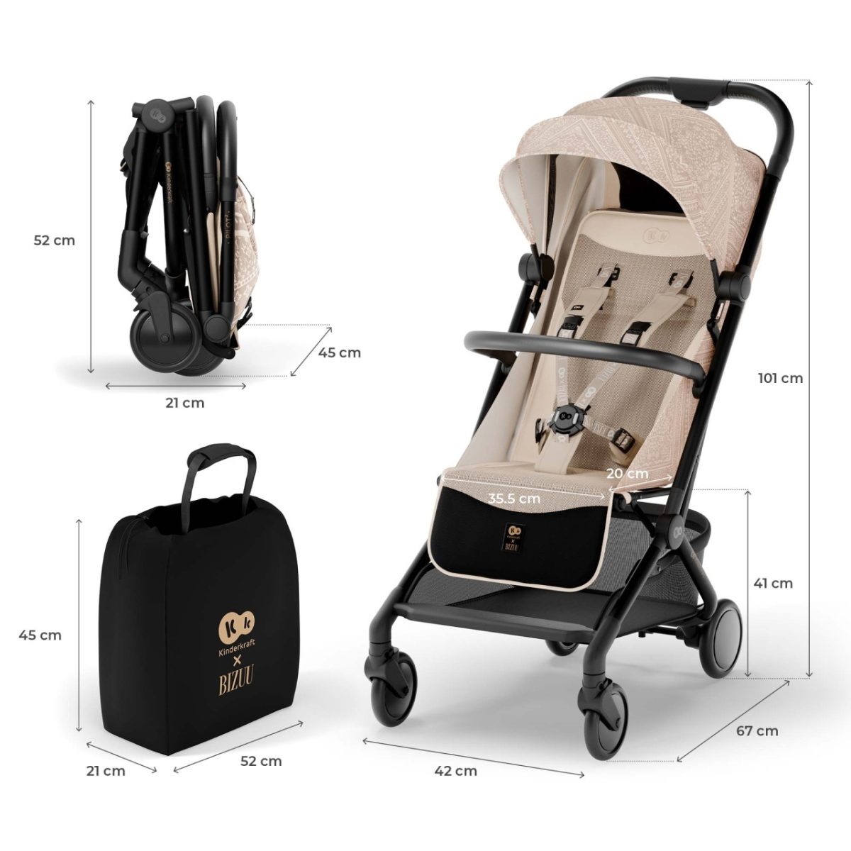 KINDERKRAFT KOLICA PILOT 2 BIZUU DUNE WHISPER - Слика 8