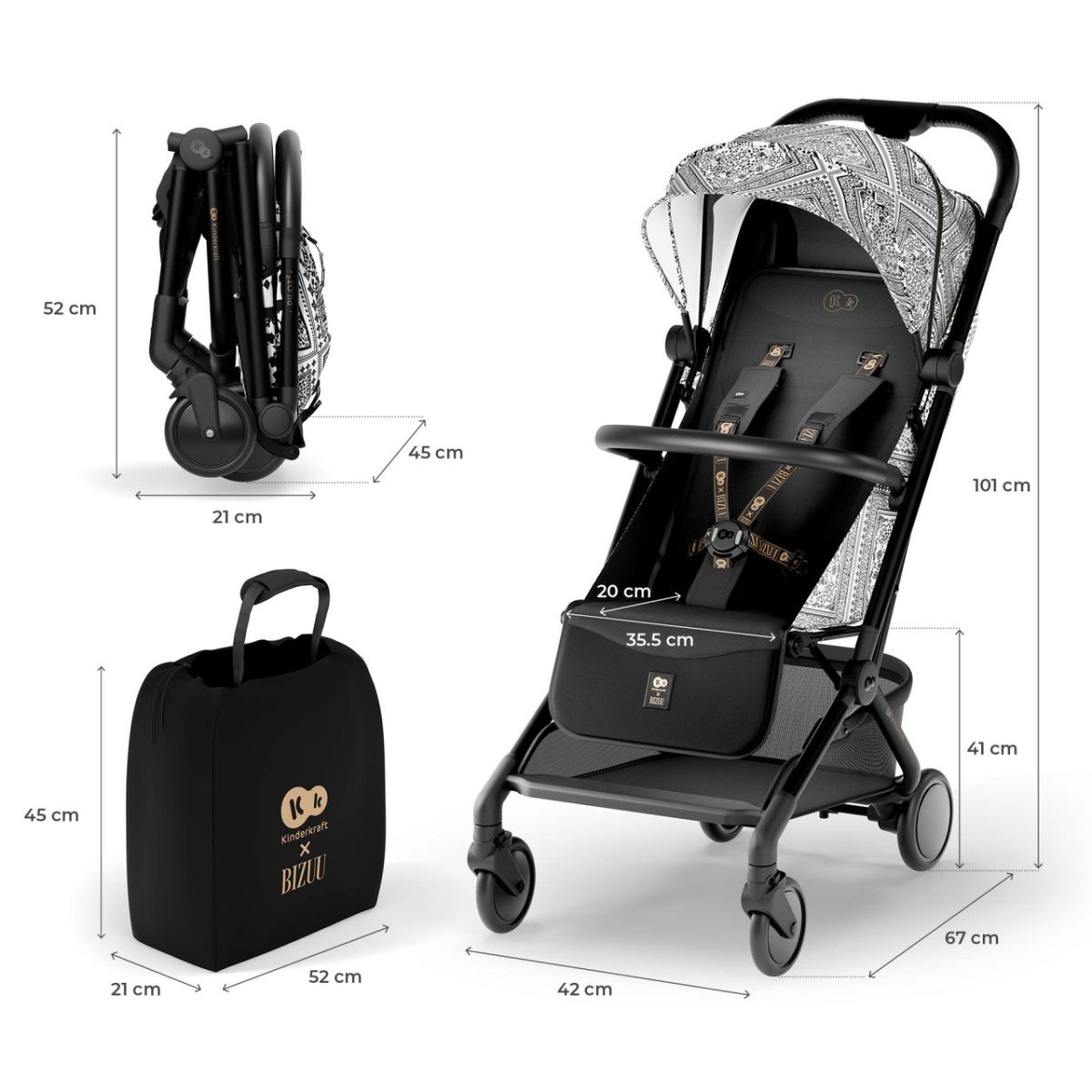 KINDERKRAFT KOLICA PILOT 2 BIZUU LUNAR BLACK - Слика 1