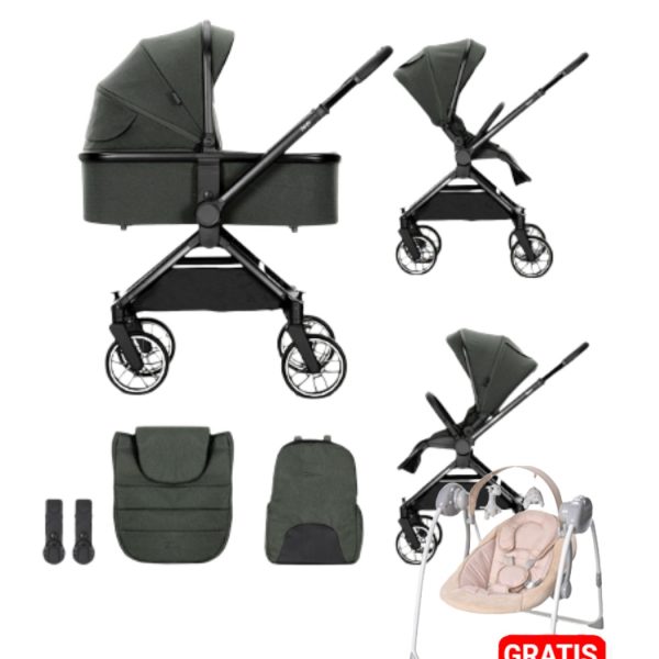 LORELLI KOLICA ZA BEBE REYA 3u1 - GREEN I GRATIS LEZALJKA PORTOFINO