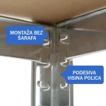 SuperHome 180x120x45cm 5x225kg Metalna Montažna Polica - Слика 2