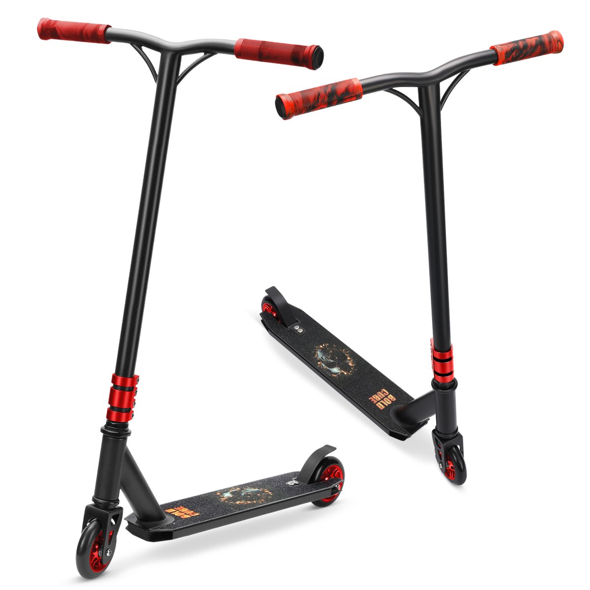 Trotinet za decu Stunt Deluxe scooter Black Fire 2 točka do 100 kg crna/crvena Bold Cube - Слика 2