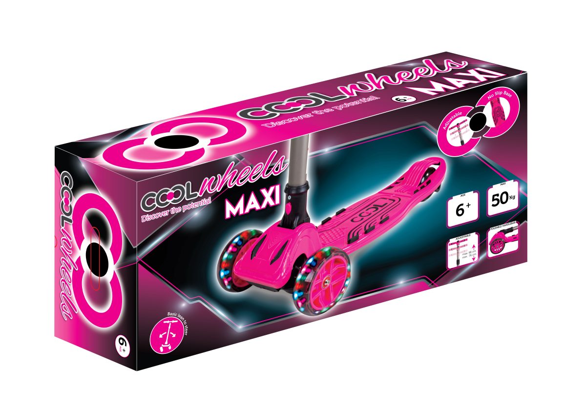 Sklopivi trotinet za decu Maxi Twist sa 3 svetleća točka do 50kg roze Cool Wheels - Слика 10