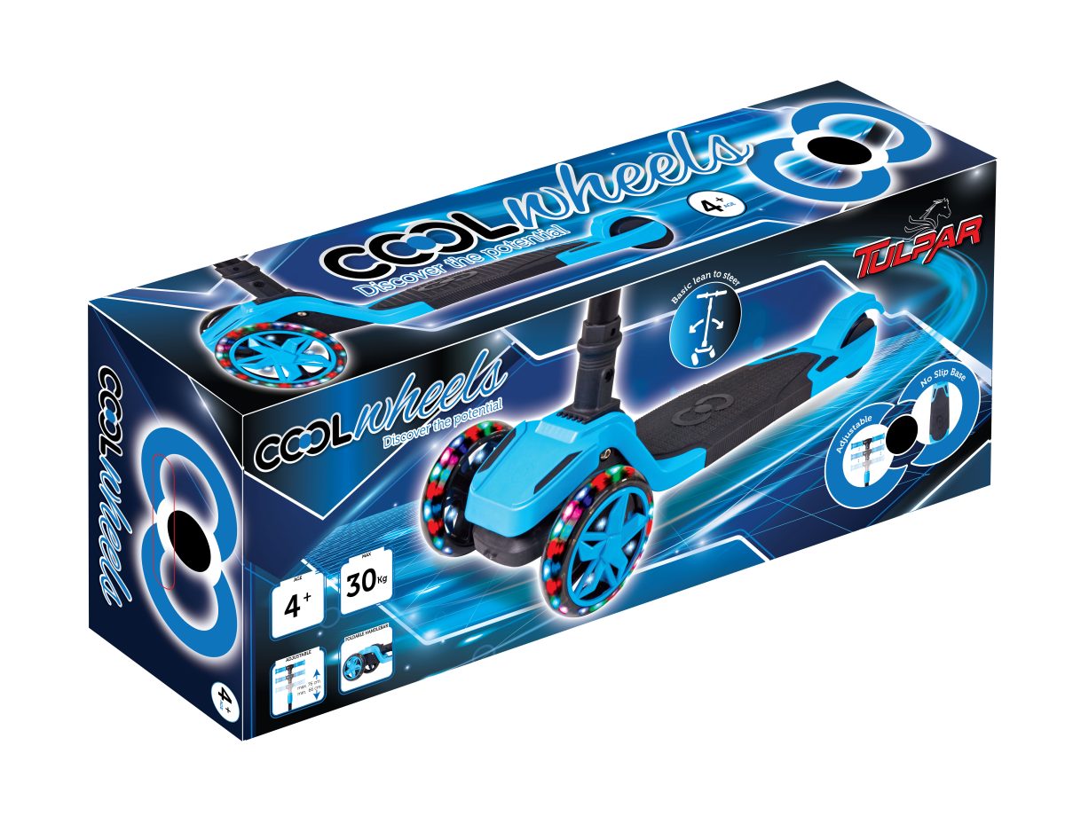 Sklopivi trotinet za decu Tulpar svetleći sa 3 točka do 30kg plavi Cool Wheels - Слика 8