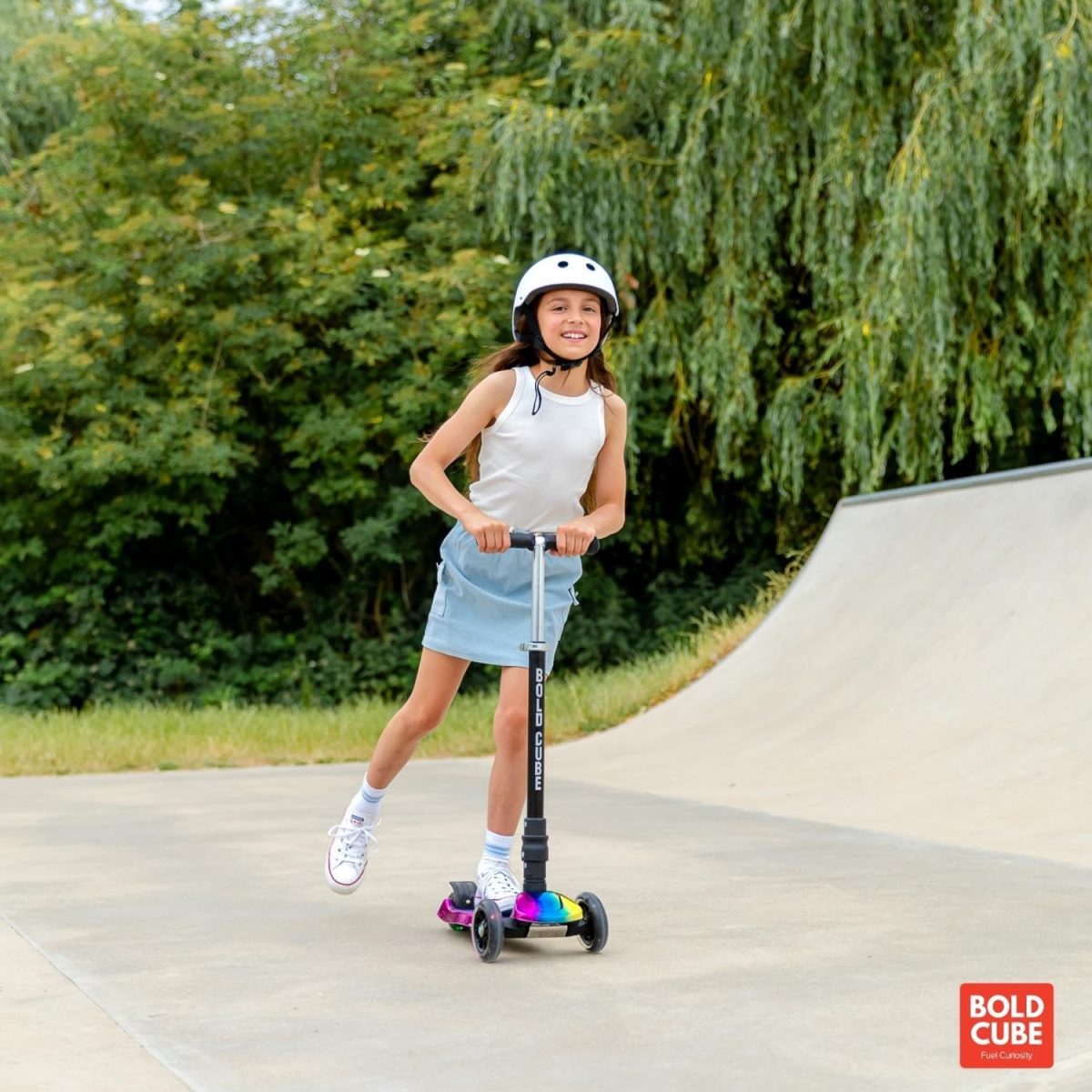 Sklopivi trotinet za decu Electro 3 svetleća točka do 50kg crna Bold Cube - Слика 5