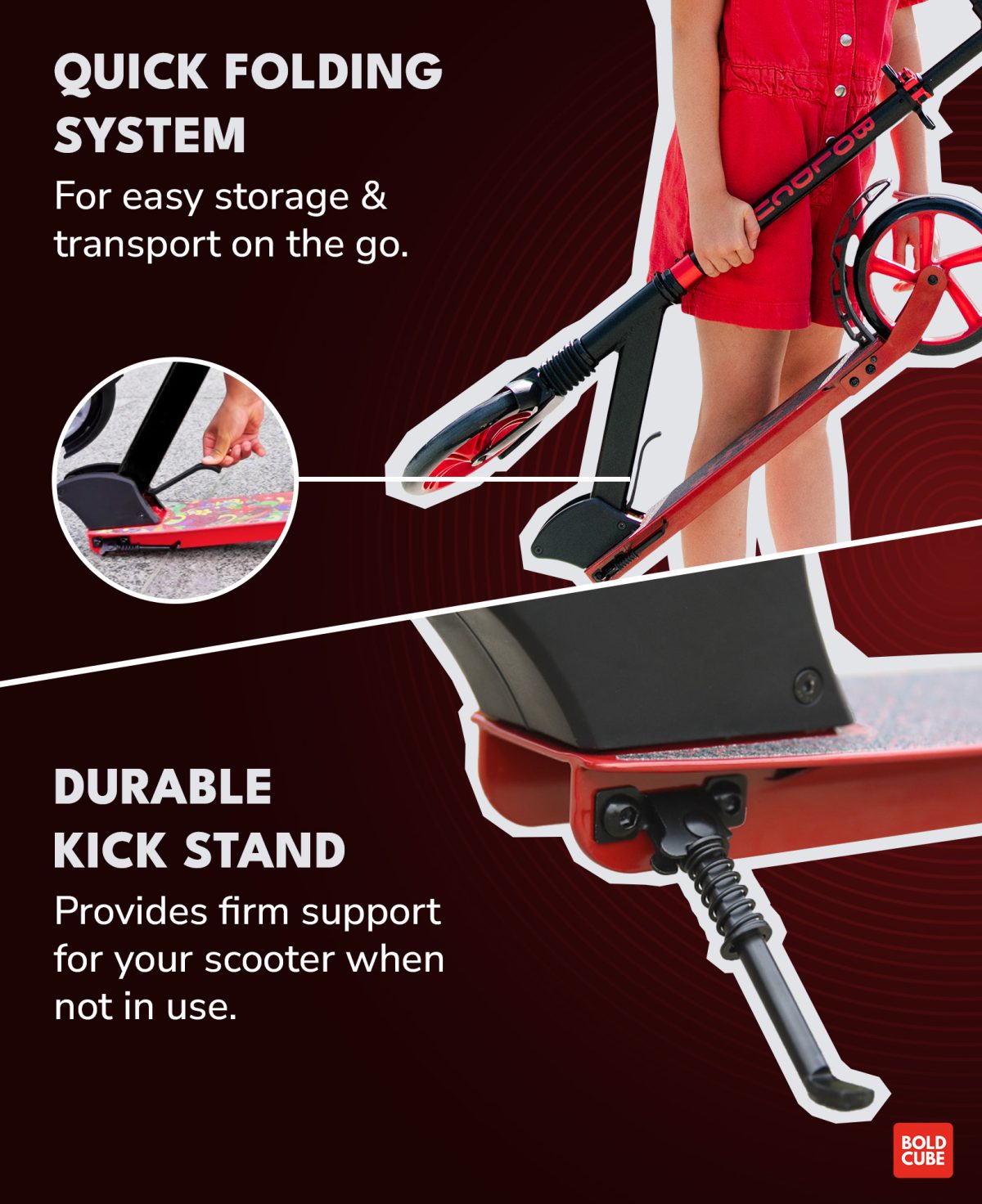 Trotinet za decu Big Burgundy 2 točka do 100kg crna/bordo Bold Cube - Слика 10