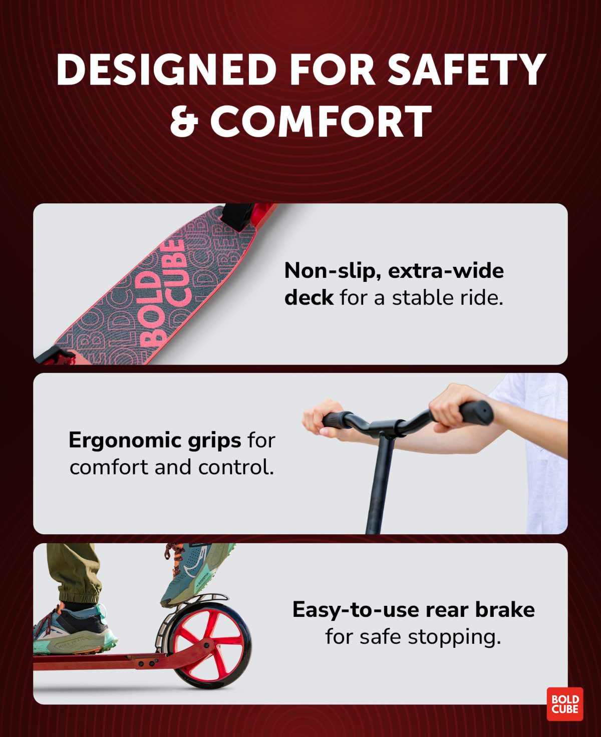 Trotinet za decu Big Burgundy 2 točka do 100kg crna/bordo Bold Cube - Слика 6